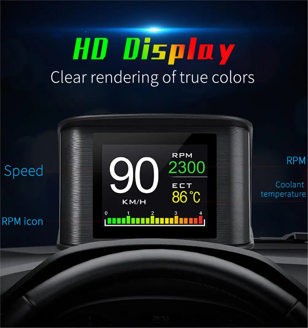 NEW Multi-function Full LCD Instrument OBD+GPS Dual System Car OBD2 GPS HUD Head Up Smart Digital Speedometer with Tester Alarm sayaragear