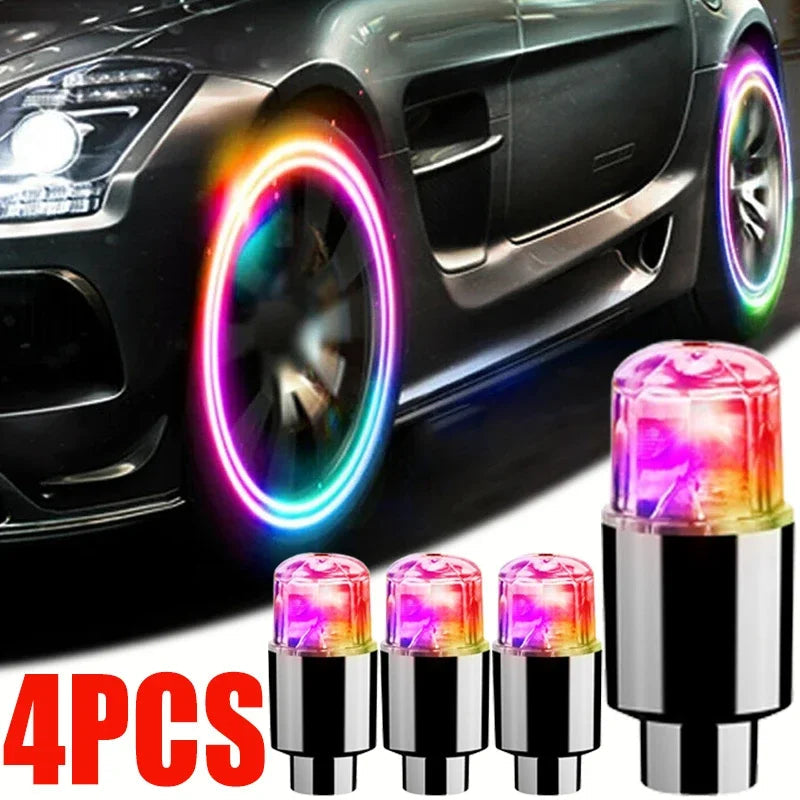 Car Hub Ambient Light Bicycle LED Tire Lights Universal Car Neon Lamp Valve Cover Lights Tire Colorful Flashing Bulb Decoration sayaragear