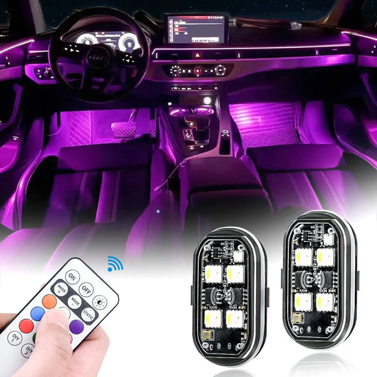 2/4pcs Wireless LED Strobe Lights Car Decor Atmosphere Light, 8 Colors Rechargeable Led Lights Anti-Collision LED Warning Light sayaragear