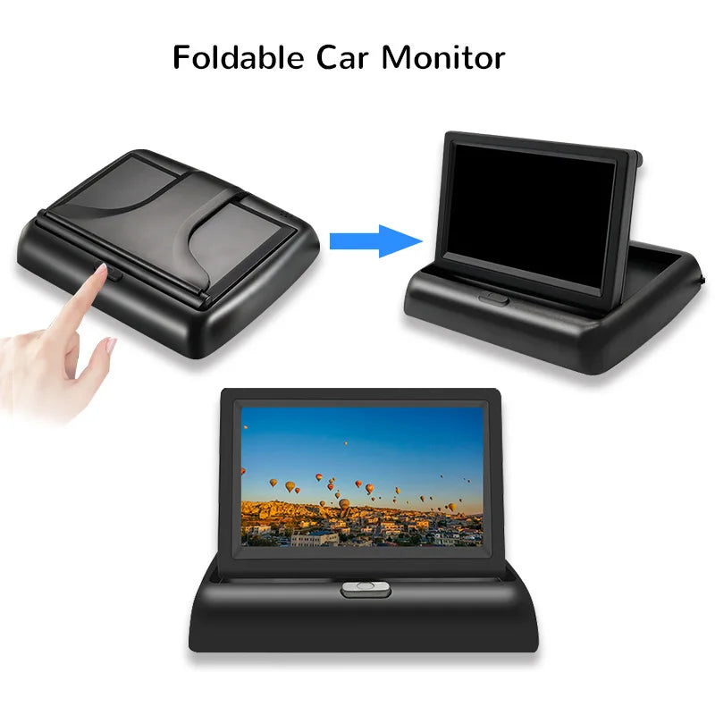 E-ACE 4.3" Car Rear View Camera Monitor Folding Easy Installation Car Parking System Camera Automotive Electronic Accessories sayaragear