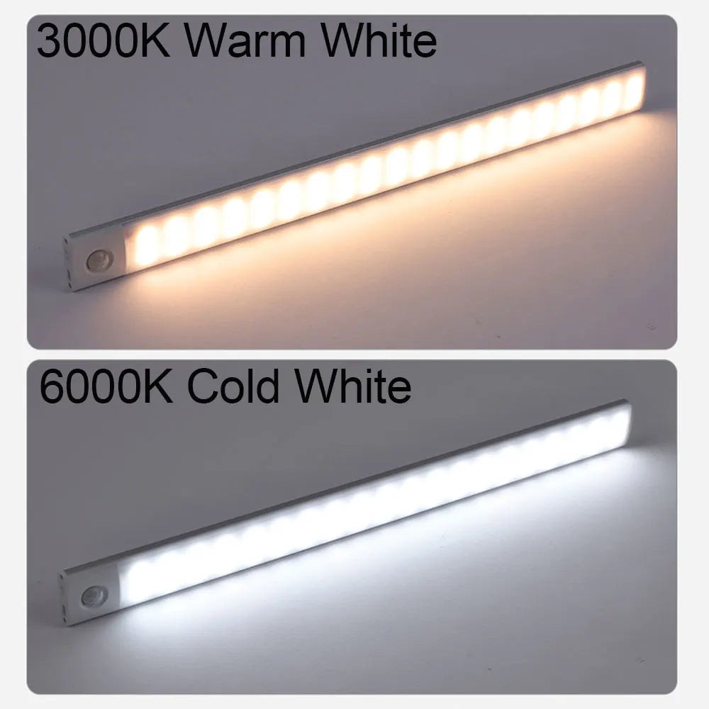 LED Cabinet Light Type C Rechargeable Motion Sensor Night Lights for Kitchen Wardrobe Cabinet Lighting 10cm/20cm/30cm/40cm/50cm sayaragear
