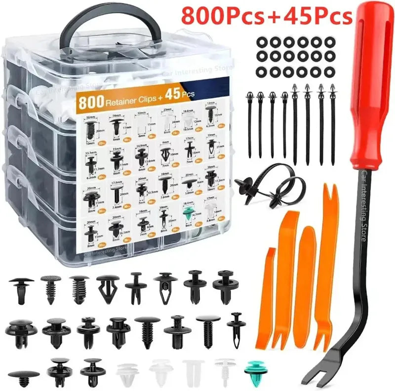 800pcs-100Pcs Car Fastener Clip Kit Fender Rivet Plastic Clips Auto Body Push Retainer Pin Rivet Bumper Door Trim Panel Repair sayaragear