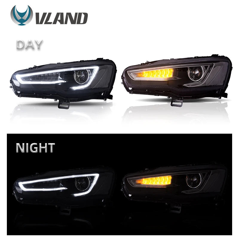 VLAND headlight Assembly FOR MITSUBISHI LANCER 2008-2017 LED HEADLIGHTS LED Running Light sayaragear