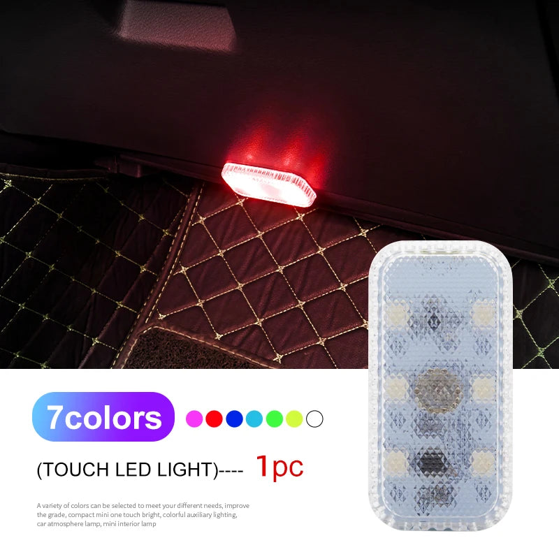 LED Touch Light Mini Wireless Car Interior Lighting Auto Roof Ceiling Reading Lamp for Trunk Storage Box USB Charging sayaragear