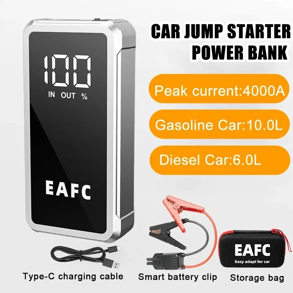 4000A/2000A/600A Portable Car Jump Starter PowerBank Booster Charger 12V Starting Device Petrol Diesel Car Booster JumpStarter sayaragear