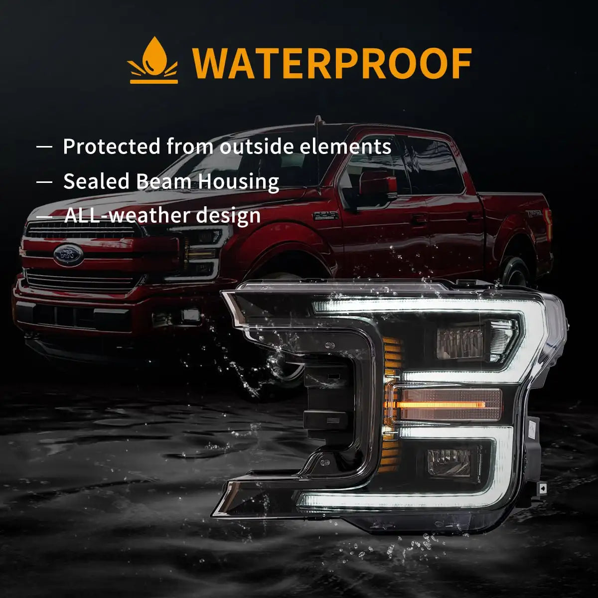 Vland 2018–2020 F-150 LED Dual Beam Projector Headlights with Start-Up Animation sayaragear