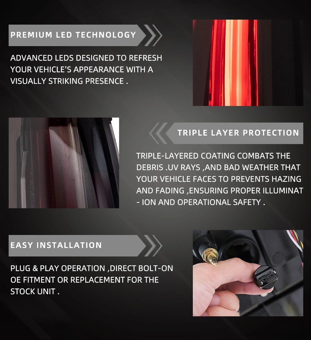 VLAND Taillight Assembly FOR GMC YUKON&CHEVROLET TAHOE/SUBURBAN 2007-2014 LED TAIL LAMP LED Running Light  LED Brake Light sayaragear