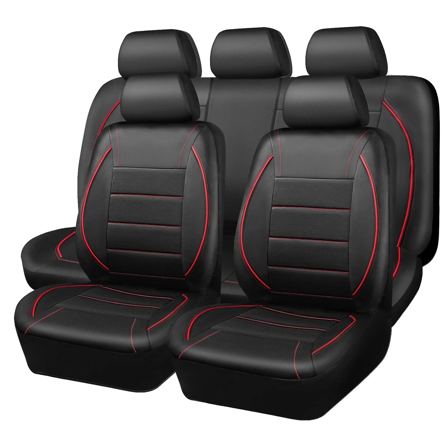 Universal Leather Car Seat Covers Red Simple Waterproof 5 Seat Car Seat Cover sayaragear