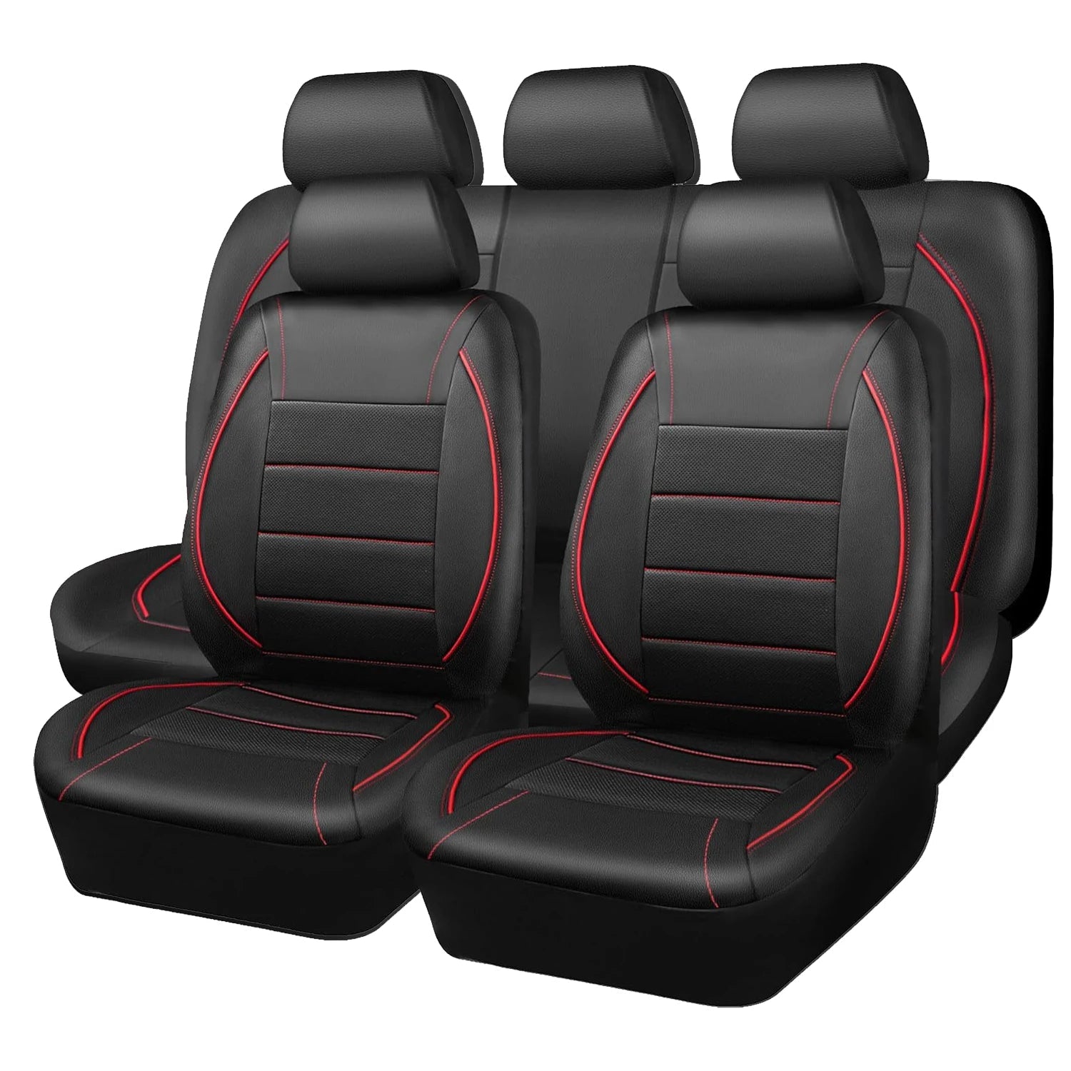Universal Leather Car Seat Covers Red Simple Waterproof 5 Seat Car Seat Cover sayaragear