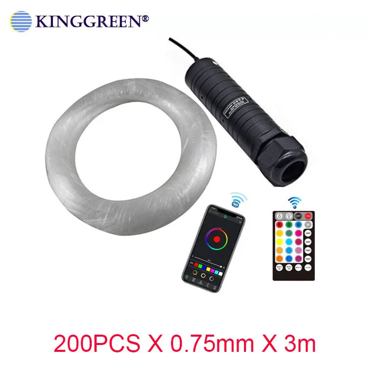 LED Fiber Optic Car Light DC12V 6W RGB Car Roof Star Lights RF Remote Control with PMMA Optical Fiber Cable For Ceiling Lighting sayaragear