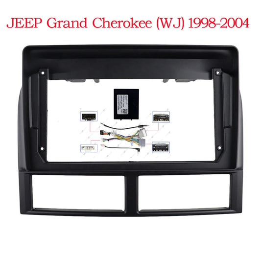 HAOCHEN 2 Din 9inch Car Radio Fascia Stereo Frame Plate Adapter Mounting Dash  Bezel Trim Kit For JEEP Grand Cherokee 1998-2004 sayaragear