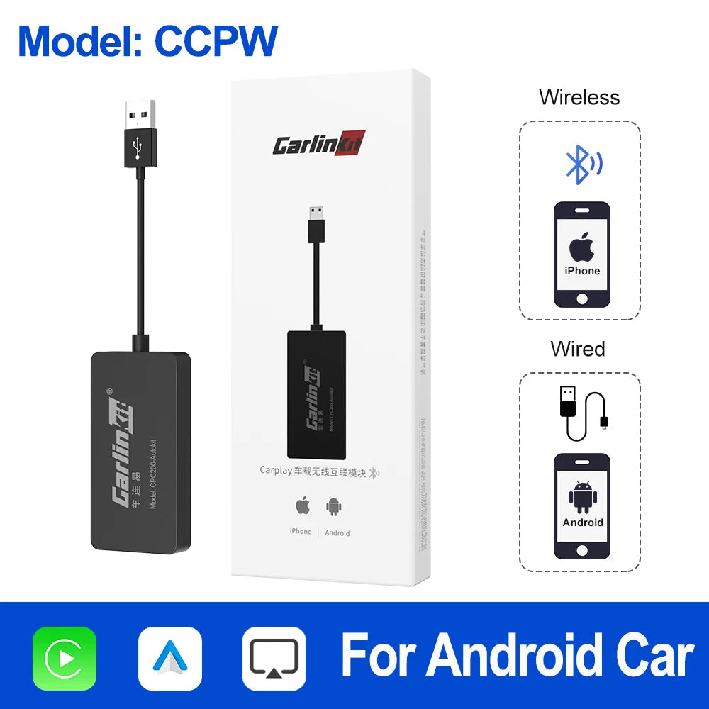 CarlinKit Wired or Wireless CarPlay Adapter USB Android Auto Dongle for Android Car Multimedia Mirrorlink Waze Spotify Autokit sayaragear