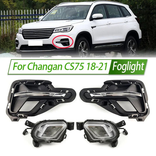 For Changan CS75 18-21 Foglight Fog Light Assembly LED/ Halogen Front Bumper Fog Lamp Kit Replacement Frame Cover sayaragear
