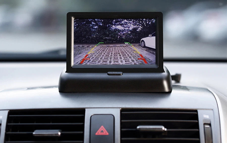 E-ACE 4.3" Car Rear View Camera Monitor Folding Easy Installation Car Parking System Camera Automotive Electronic Accessories sayaragear