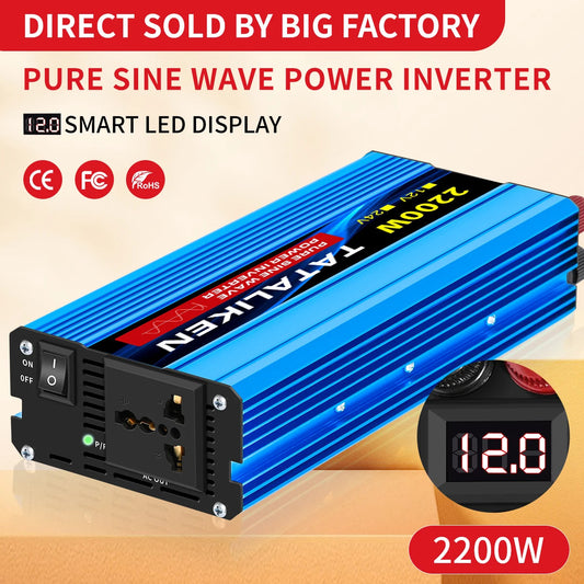 Pure Sine Wave Inverter 1000W-4000W DC 12V and 24V to AC 220V 50hz Power Inverter Charger  Adapter Universal Socket sayaragear