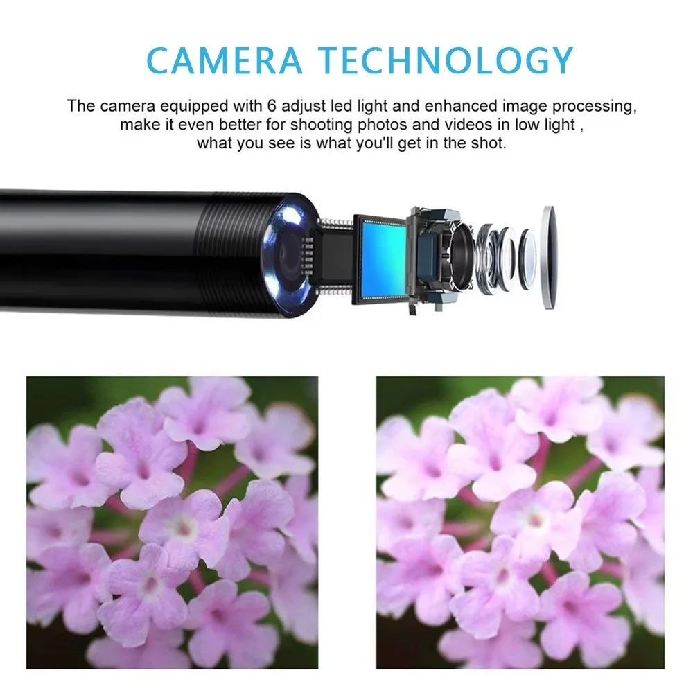 5.5/7.0MM Type-C Endoscope Camera IP67 Waterproof with 6 Adjustable LEDs USB Android Flexible Inspection Borescope for Phone PC sayaragear