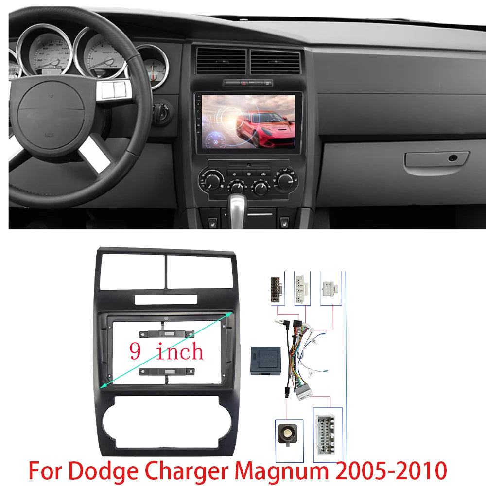 9 Inch Car Frame Fascia Adapter Canbus Box Decode Android Radio Dash Fitting Panel Kitr For Dodge Charger Magnum 2005-2007 sayaragear
