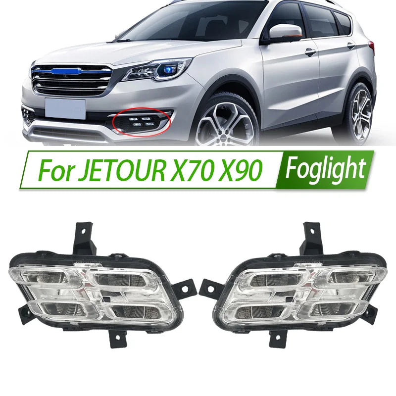 For JETOUR X70 X90 Foglight Car Fog Light Assembly Halogen Front Bumper Fog Lamp Kit Replacement with Waterproof Housing Trim sayaragear