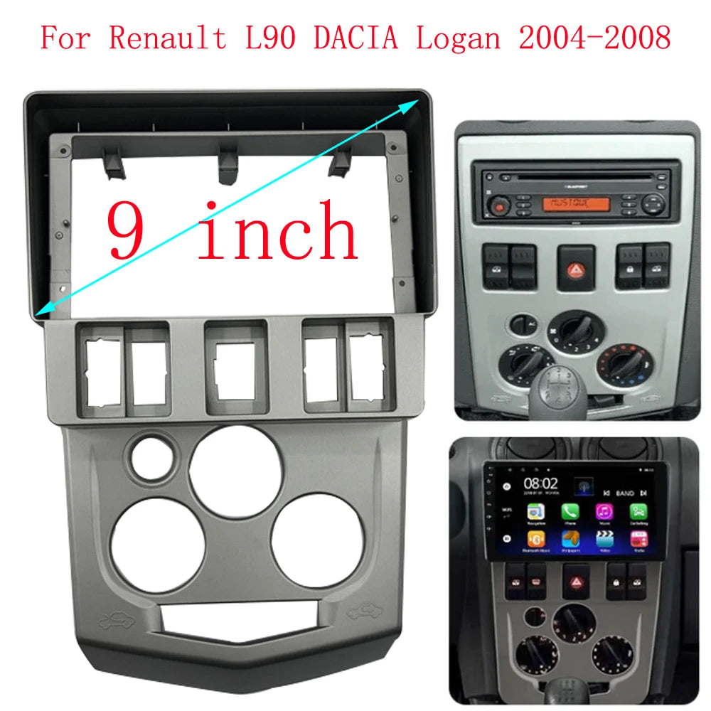 9 inch Car Radio Frame for Renault Logan L90 Dacia 2004-2008 Auto DVD Panel Dash Mount Kit Trim Fascia Face Cover sayaragear