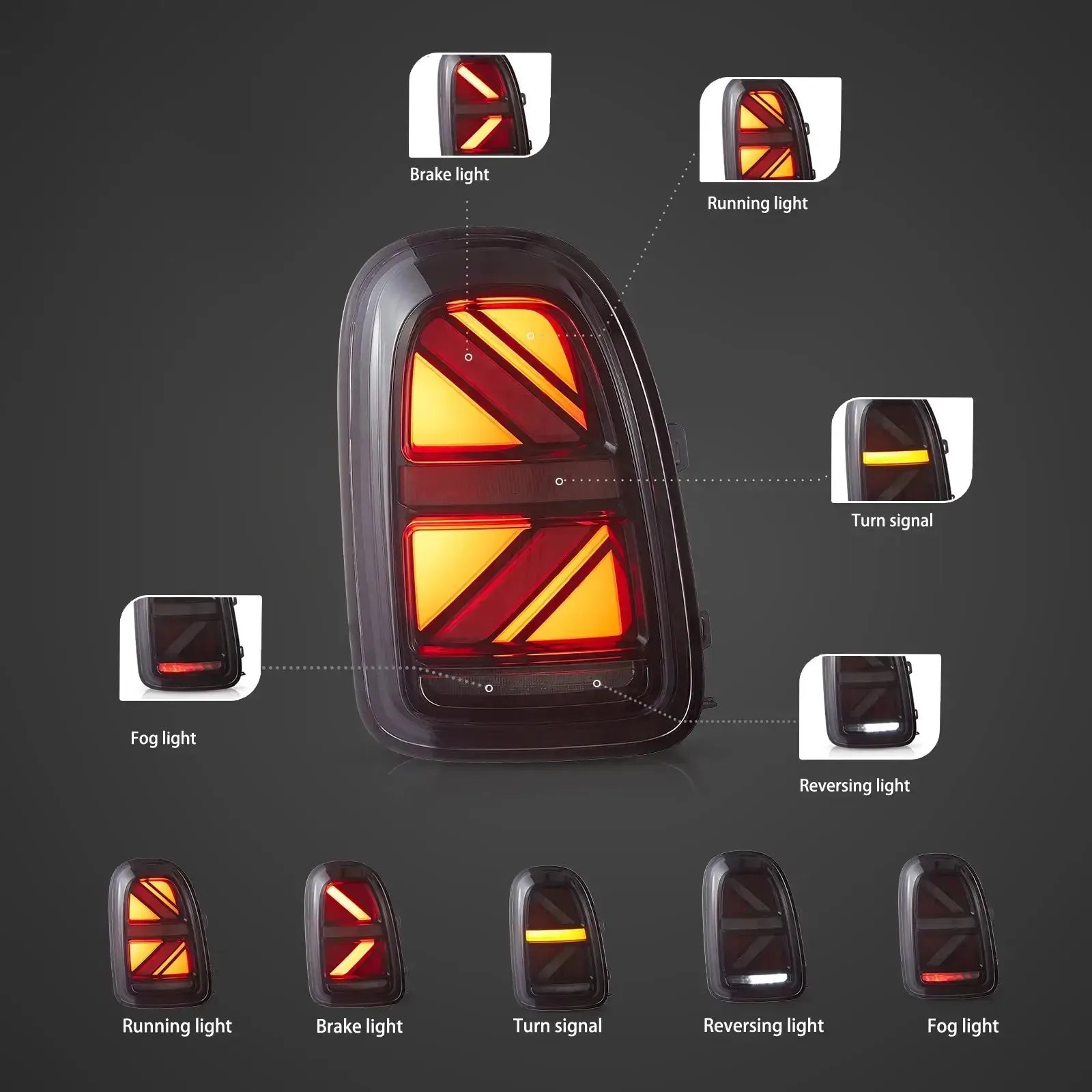Vland 17-23 Mini Countryman F60 Full LED Tail Lights With Sequential Turn Signal sayaragear