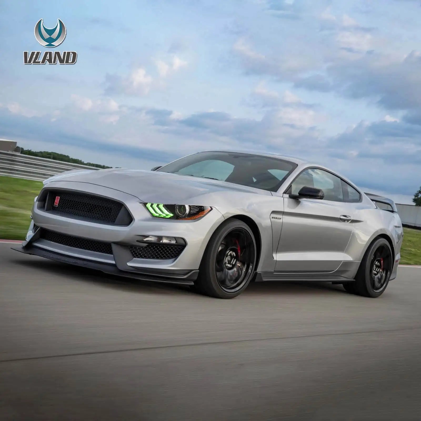 Vland 18-24 Mustang 6th Gen LED Dual Beam Projector RGB Headlights Black with DRL High Low Beam Front Headlamp Assembly sayaragear