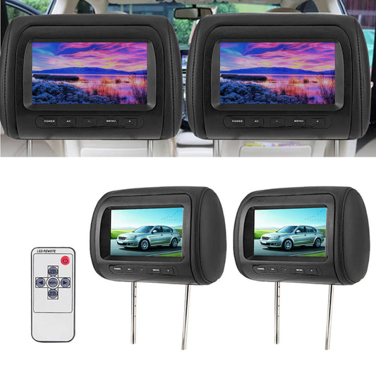 2pcs 7 in Wireless Control Adjustable Headrest LCD Video Monitor MP5 Display Black sayaragear