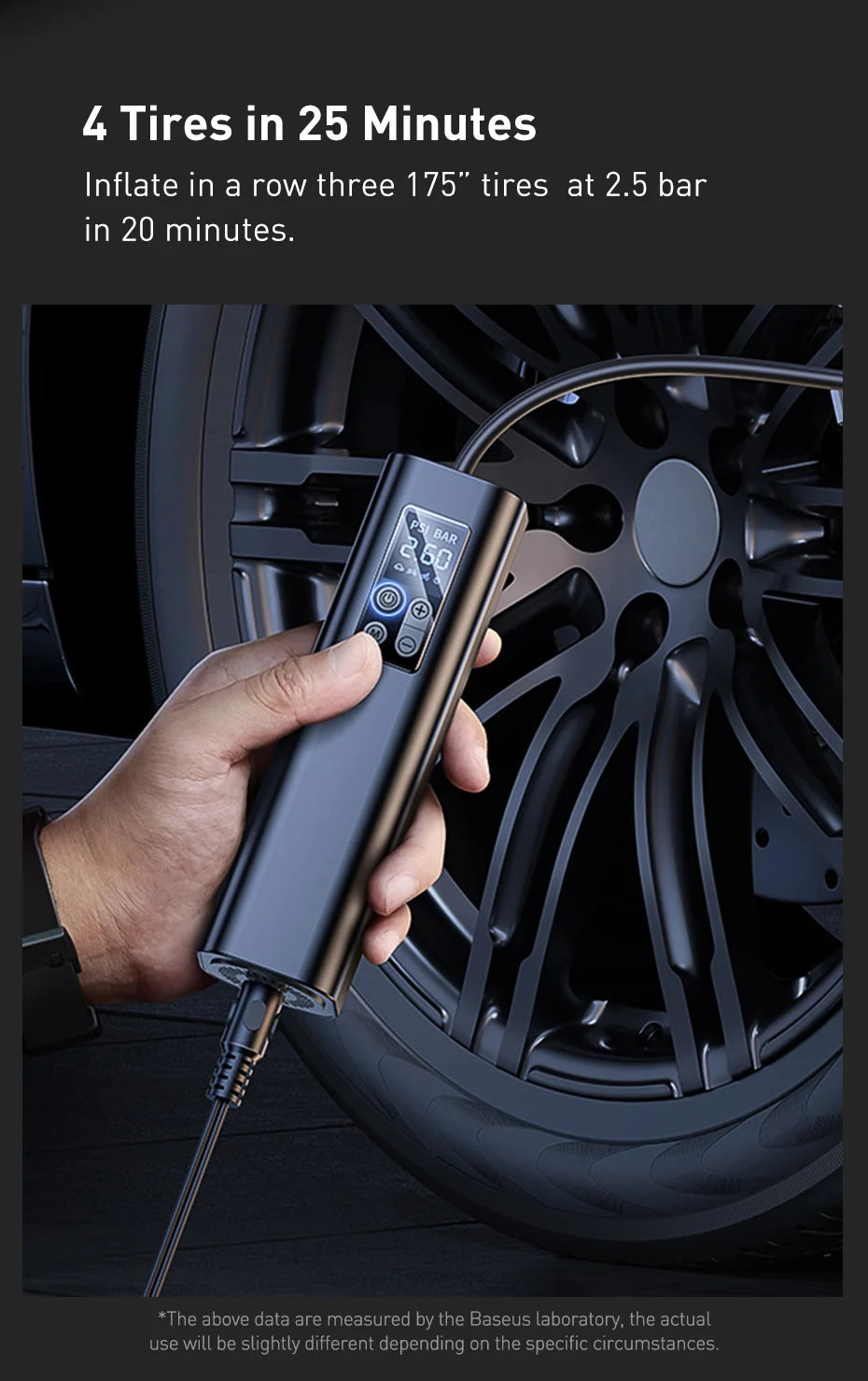 Baseus Mini Car Air Compressor 12V 150PSI Portable Car Tire Inflator Smart Digital Inflatable Pump For Car Bicycle Boat Air Pump sayaragear
