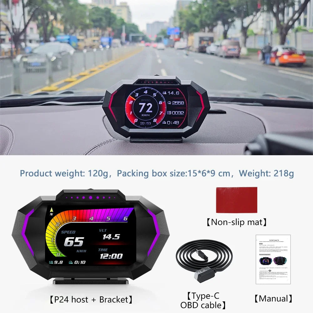 NEW Multi-function Full LCD Instrument OBD+GPS Dual System Car OBD2 GPS HUD Head Up Smart Digital Speedometer with Tester Alarm sayaragear