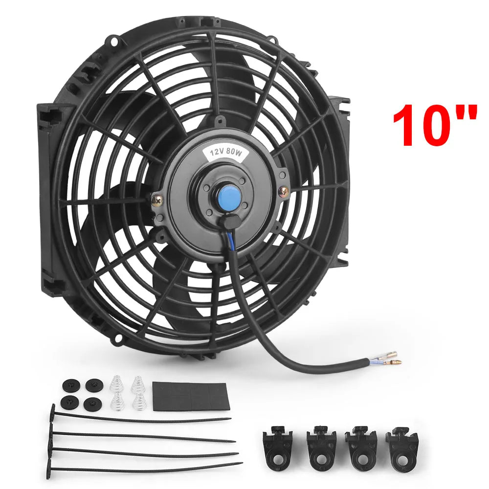 Universal 7/10/12/14 Inch 12V 80W 2100RPM Car Air Conditioning Electronic Radiator Cooling Fan Blade Electric Cool MountingKit sayaragear