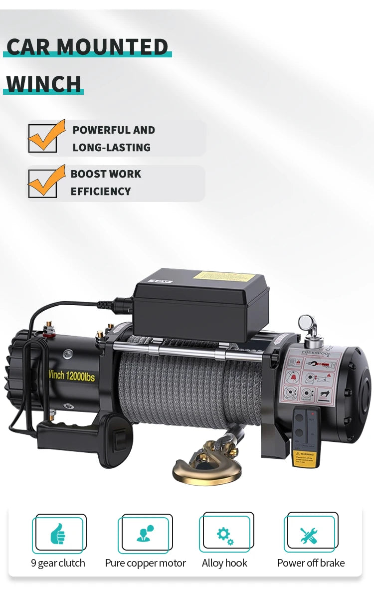 12000lbs 12v Electric Winch for 4x4 Off-Road Car Discovery Remote Control Kits with Hydraulic Power Source 24v Voltagecustom sayaragear