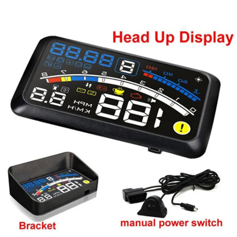 Digital HUD Speedometer Performance LCD Display HUD Display Car General OBD2 Driving Computer Car Speed Reflective Car Display sayaragear
