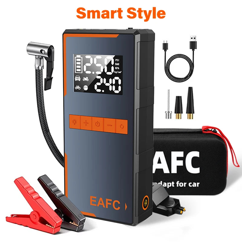 2025 Newest All-in-One Car Emergency Jump Starter & Air Pump 1200A Peak 150PSI Tire Inflator with LED Light & Power Bank sayaragear