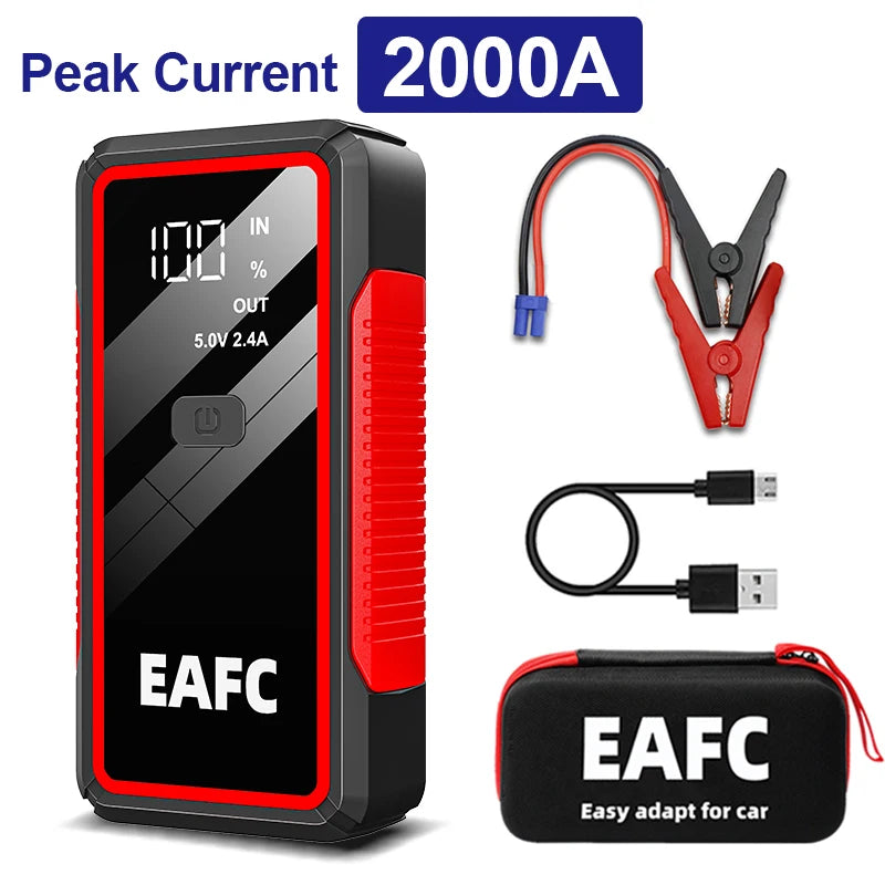 2000A Portable MultiFunction Emergency Booster Car Emergency Mobile Power Battery Charger 12V Car Jump Starter with LED Light sayaragear
