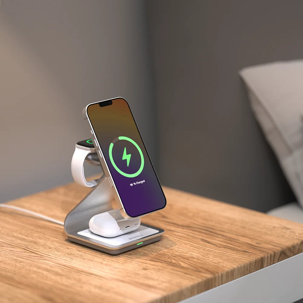 Bonola Magnetic 3 in 1 Wireless Charger for iPhone 17/16/15/13/14/12 30W Wireless Charging Station for Apple Watch/AirPods Pro sayaragear