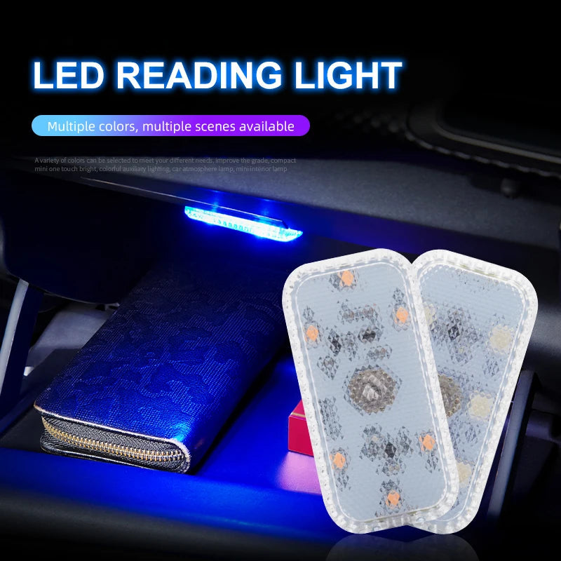 LED Touch Light Mini Wireless Car Interior Lighting Auto Roof Ceiling Reading Lamp for Trunk Storage Box USB Charging sayaragear