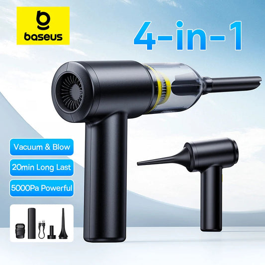 Baseus Car Vacuum Cleaner Air Blower Pumping inflate Powerful Portable Car Cleaning Appliance T-shape Cordless Vehicle Cleaner sayaragear