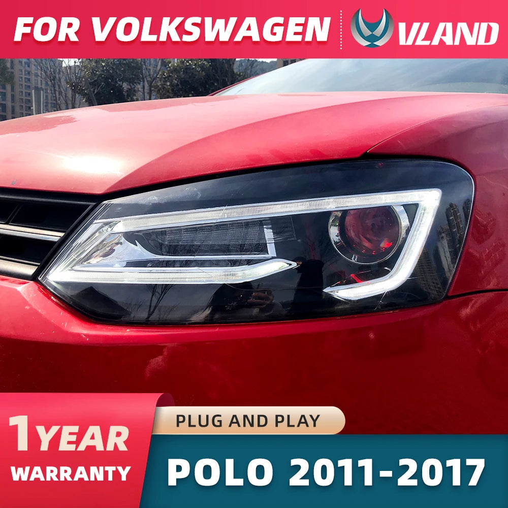 VLAND Car Styling for VW Polo Headlights 2011-2018 Vento LED Headlight New Polo Design DRL Head Lamp Bi Xenon Beam Accessories sayaragear