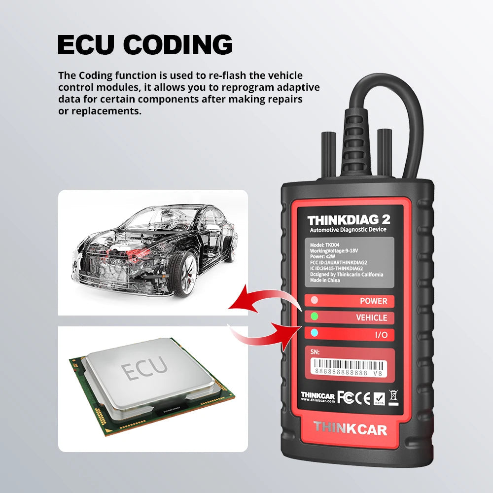 THINKCAR THINKDIAG 2 /KINGBOLEN Ediag Plus CAN FD All Systems 15 Reset Services ECU Coding OBD2 Scanner Car Diagnostic Tool sayaragear