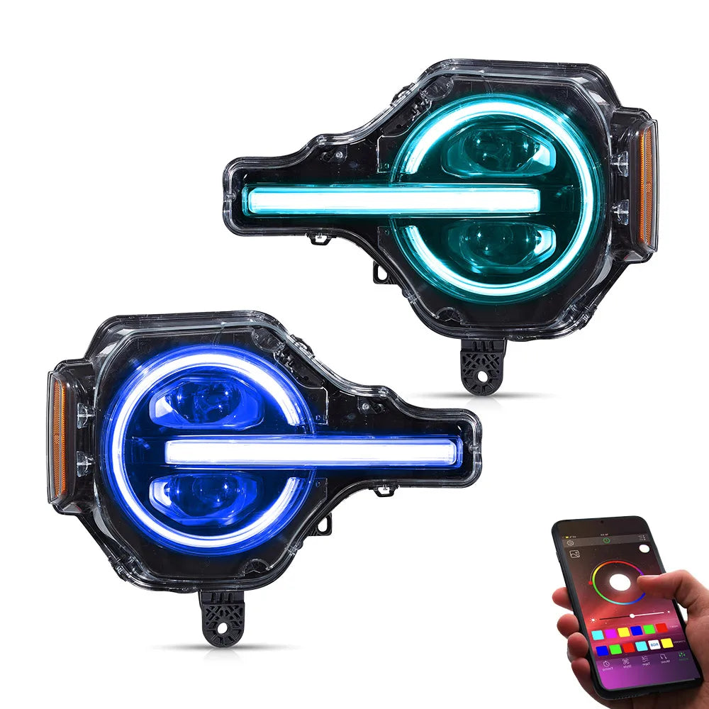 Vland 20-24 Bronco Full LED Projector RGB Headlights Assembly Upgrade sayaragear