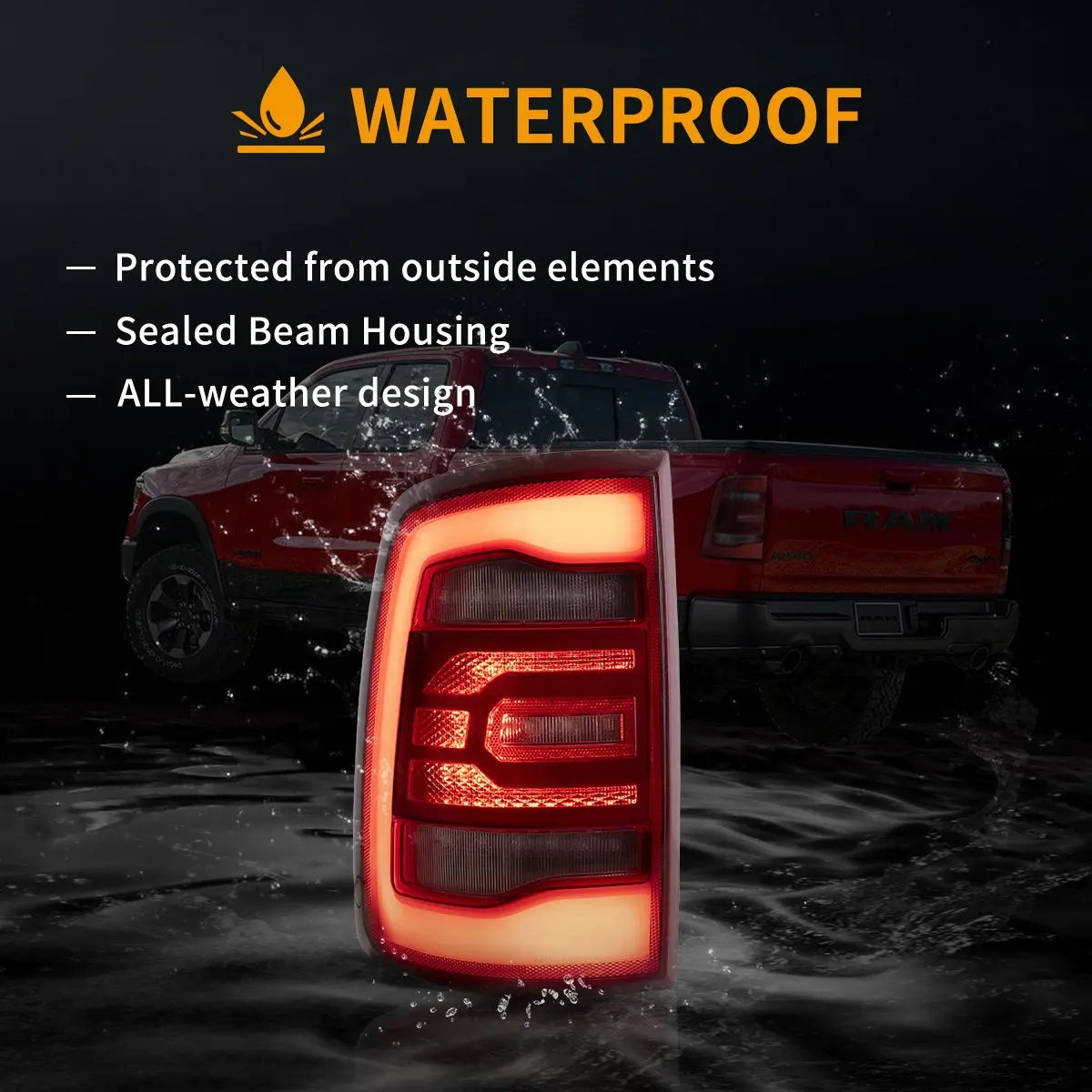 Vland 09-18 Ram 4th Gen (DS/DJ/D2) LED Tail Lights With Red Sequential Turn Signal Rear Lamp Assembly Upgrade sayaragear