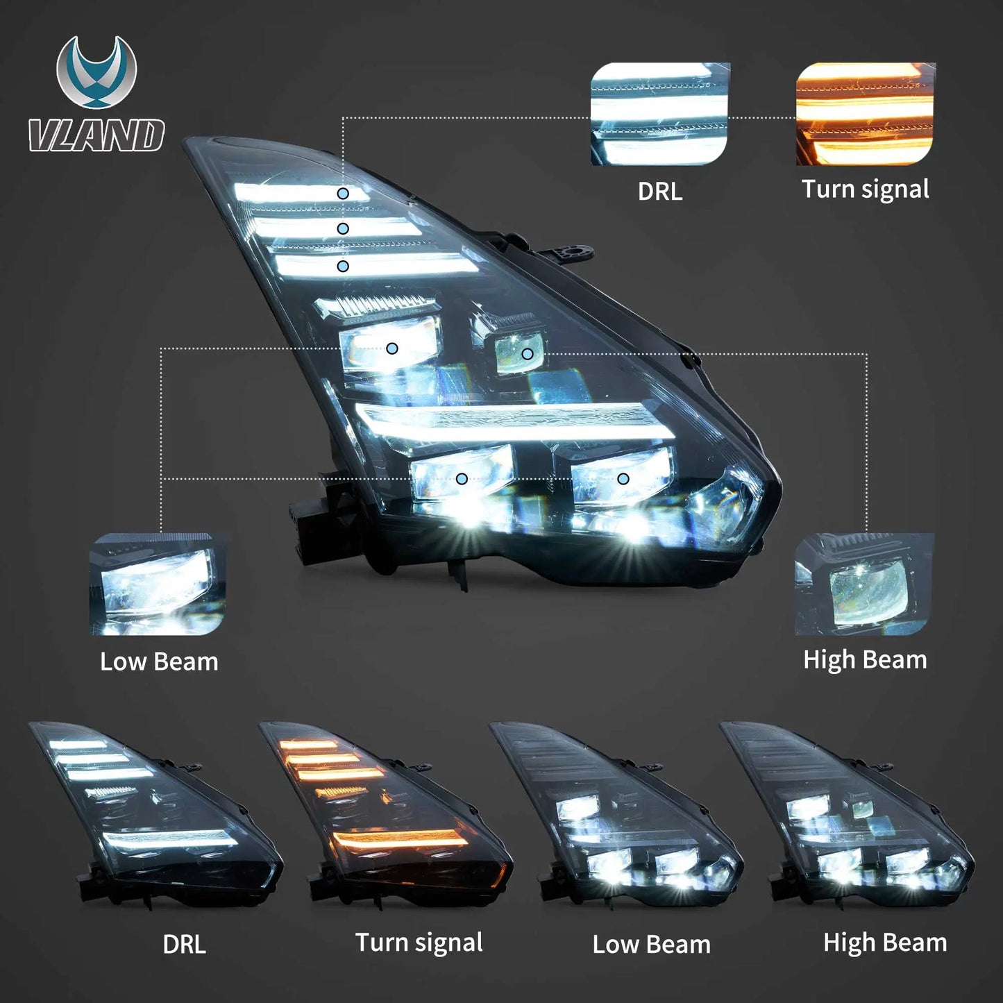 Vland LED Projector Headlights for 2008-2023 GT-R R35 High-Intensity Lighting Upgrade Kit sayaragear