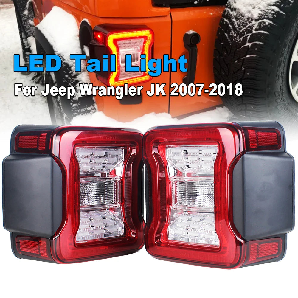 for Jeep Wrangler JK 2007-2018 LED Tail Light Taillight Assembly Rear Lamps Brake Reverse Light Daytime Running Lights sayaragear