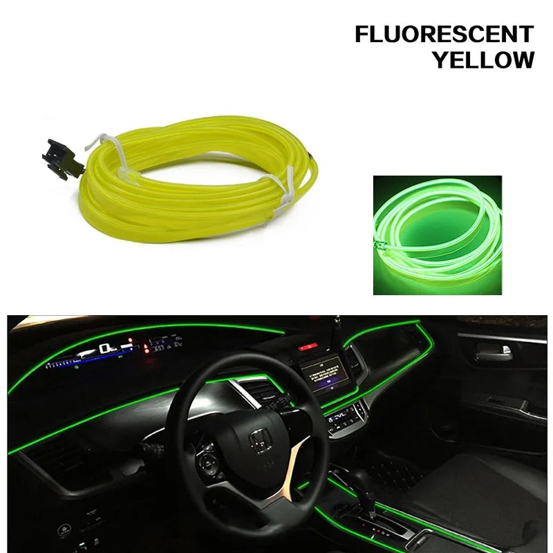 Car Interior Decorative Lamps Strips Atmosphere Lamp Cold Light Decorative Dashboard Console Auto LED Ambient Lights 1/2/3/4/5M sayaragear