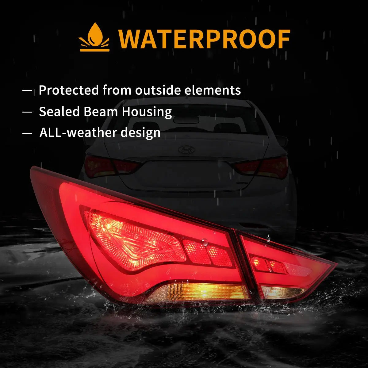 Vland LED Tail Lights for 11-14 Hyundai Sonata 6th Gen (YF) Sedan with Amber Turn Signal – Stylish Replacement Upgrade sayaragear