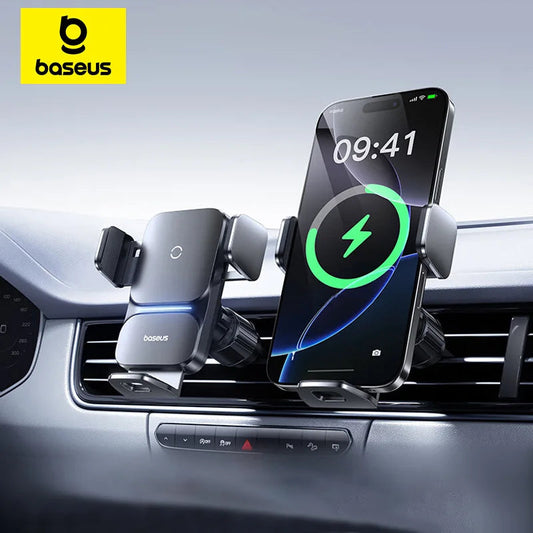 Baseus Car Phone Holder Infrared 15W QI Wireless Phone Charger for iPhone Xiaomi Samsung Car Mount Fast Charging Easy Control sayaragear