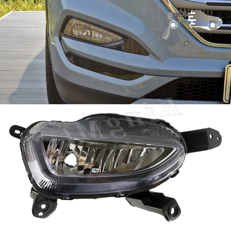 For Hyundai Tucson IX35 15-18 Foglight Fog Light Assembly Halogen Front Bumper Fog Lamp Kit Replacement with Waterproof Housing sayaragear