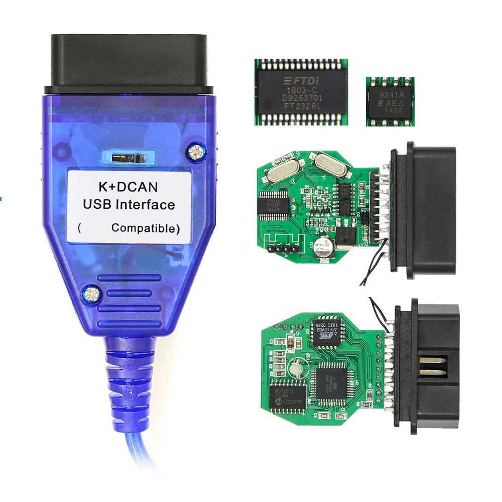 K DCAN K+CAN FTDI Chip OBD2 Auto Car Diagnostic Tools OBD 2 Scanner Switch USB Interface Cable K + DCAN OBD Diagnostic Cable sayaragear