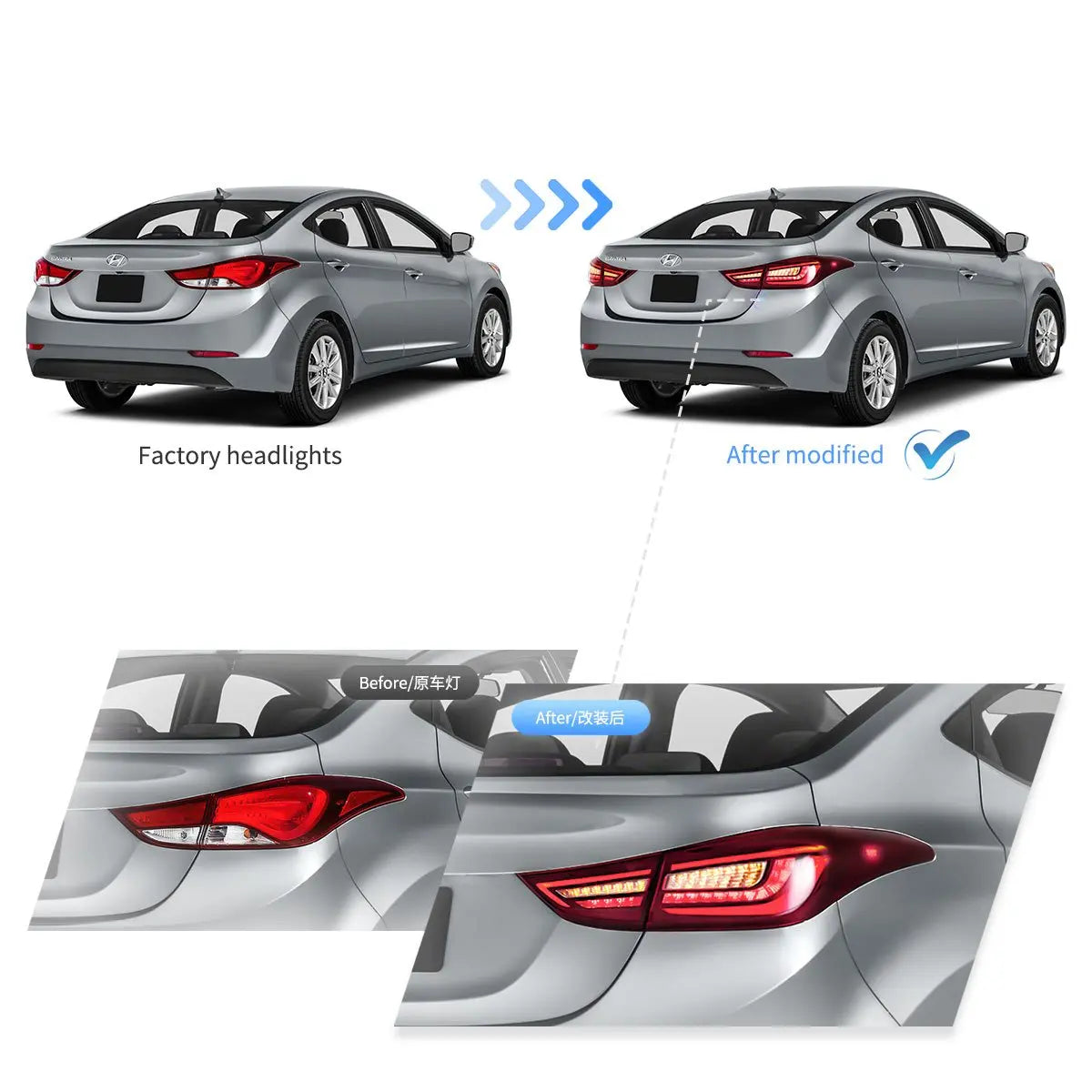 Vland 11-16 Elantra 5th Gen (MD/UD) LED Tail Lights With Sequential Turn Signal sayaragear