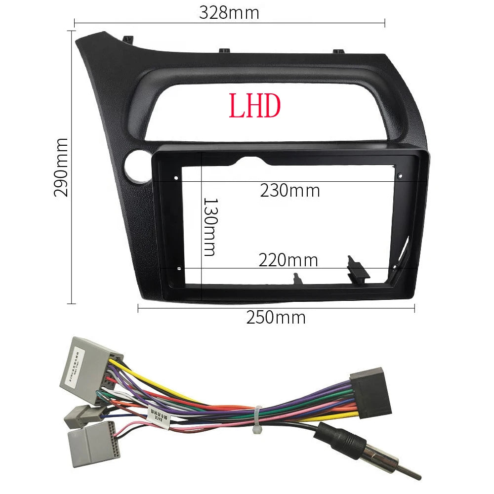 HAOCHEN 9 inch Car Radio Frame For HONDA Hatchback-Civic 2005-2011 LHD RHD Trim Panel Mount Kit Installation 2 Din Stereo sayaragear