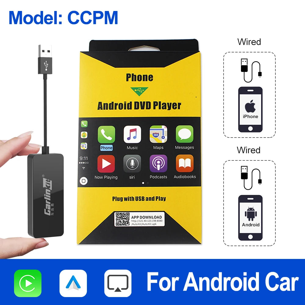 CarlinKit Wired or Wireless CarPlay Adapter USB Android Auto Dongle for Android Car Multimedia Mirrorlink Waze Spotify Autokit sayaragear
